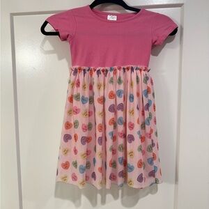 Sweet Pink Pink Dress with Colorful Heart Design